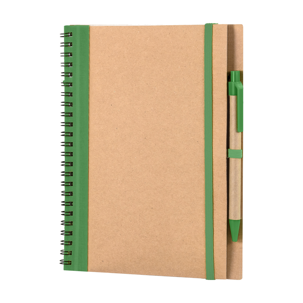 Cahier A5 en carton personnalisé Recikla Vert herbe bord blanc